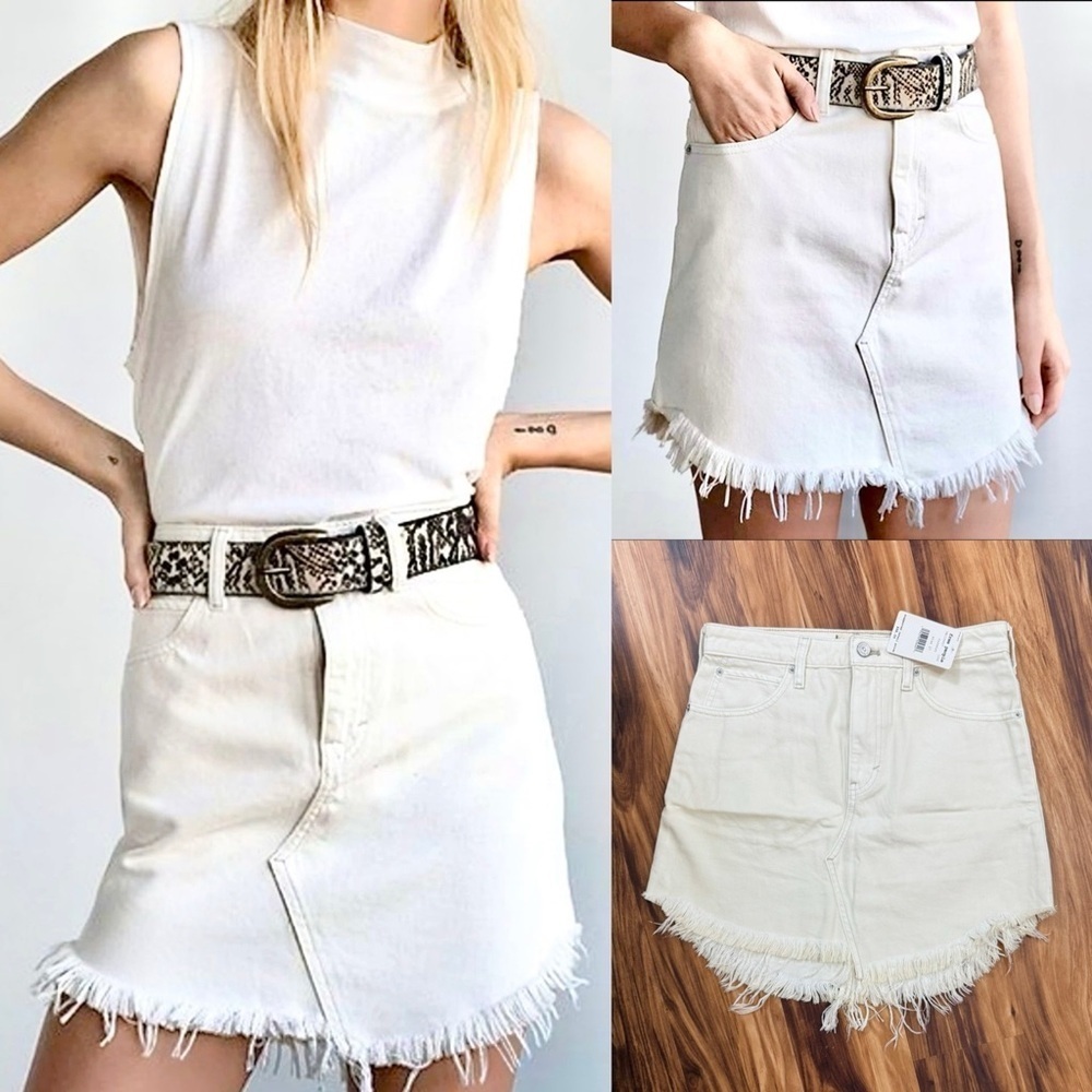 Free People Bailey White Denim Mini Skirt - Size 27